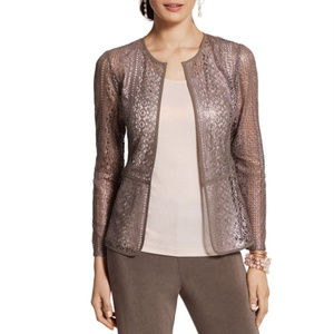 NWT Chico's Travelers Collection Foil Lace Jacket